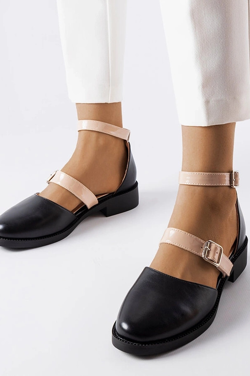 Melnas Josiane sprādzes baleta dzīvokļi