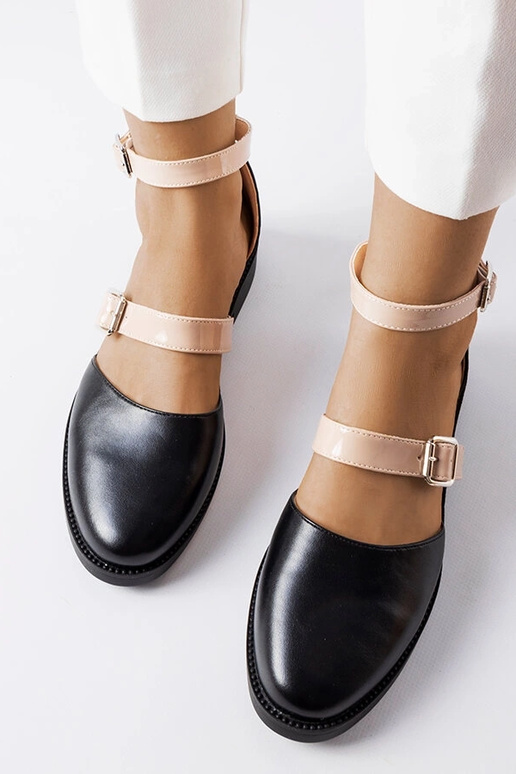 Melnas Josiane sprādzes baleta dzīvokļi