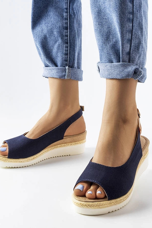 Tumši zili sandales uz platformas,...