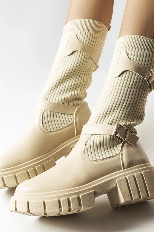 Bēši stilīgi zābaki ar elastīgu kātu Ida