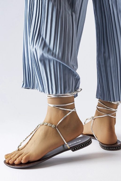 Sudraba sandales ar cirkoniem Troghi