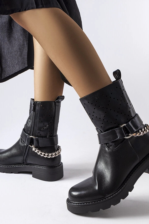 Melni ažūra puszābaki ar ķēdīti Procopio