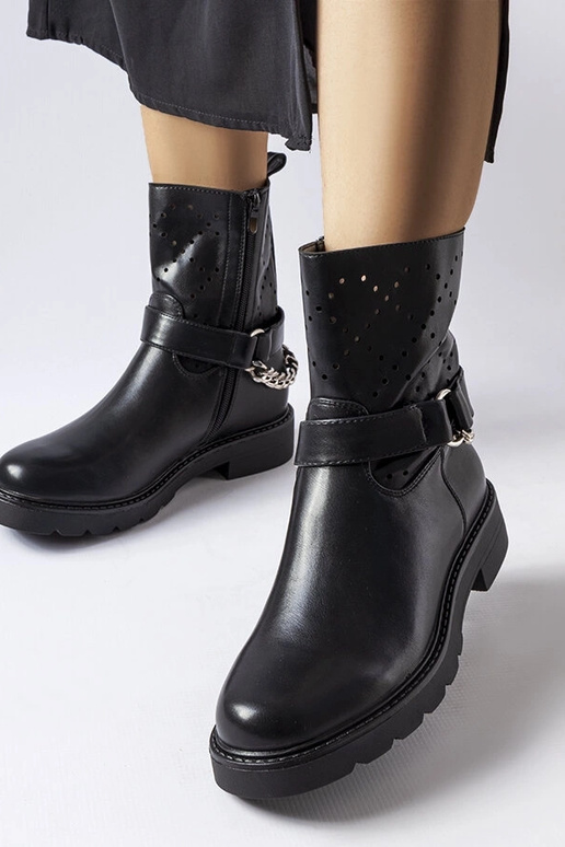 Melni ažūra puszābaki ar ķēdīti Procopio