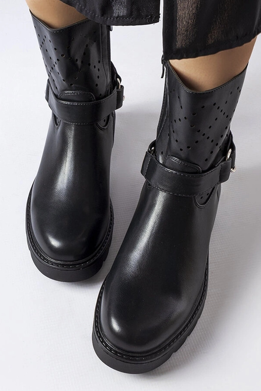 Melni ažūra puszābaki ar ķēdīti Procopio