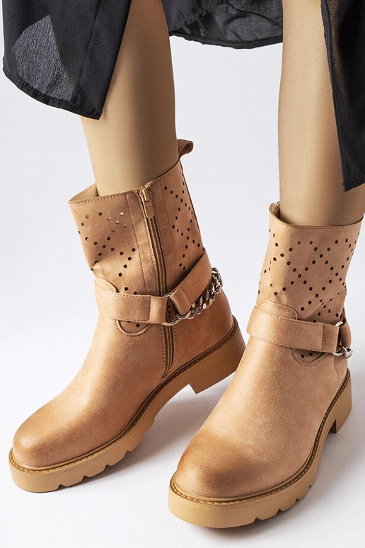 Bēši ažūra puszābaki ar ķēdīti Procopio