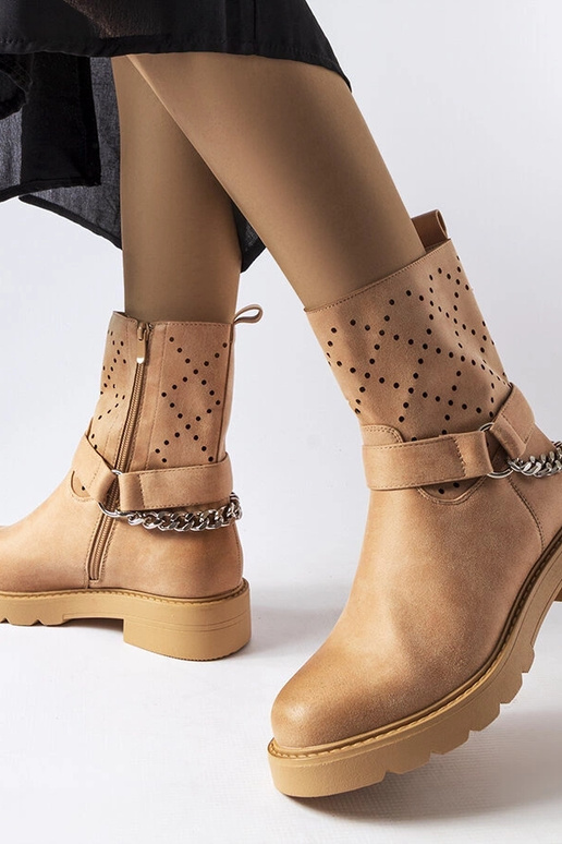 Bēši ažūra puszābaki ar ķēdīti Procopio