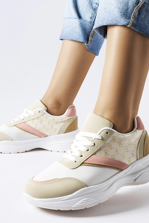 Bēšas un baltas kedas ar zelta...