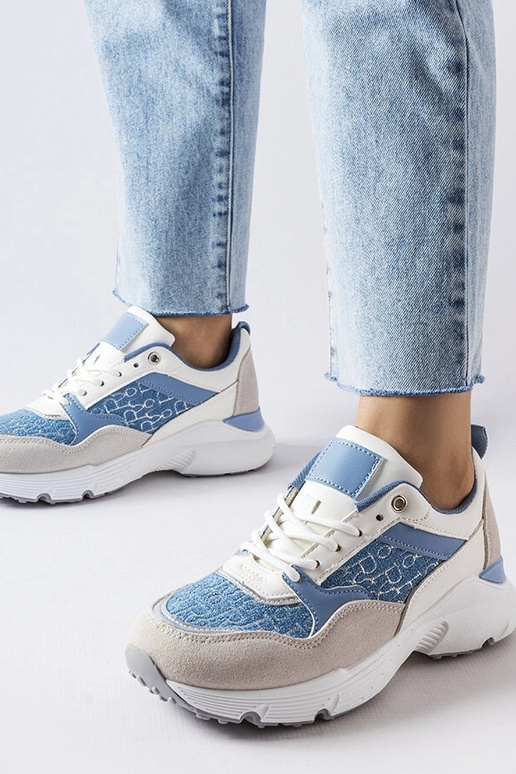 Zilas un baltas kurpes ar sudraba...