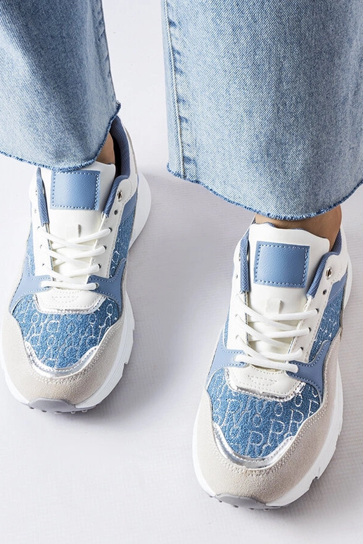 Zilas un baltas kurpes ar sudraba...