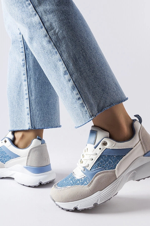 Zilas un baltas kurpes ar sudraba...