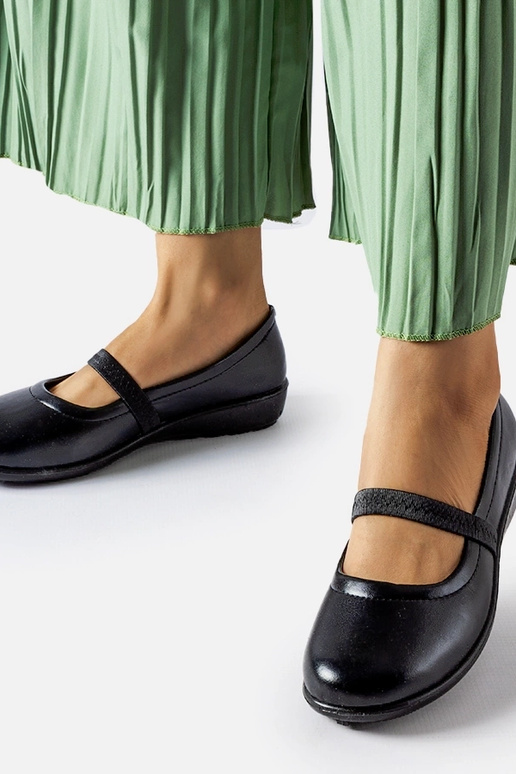 Oakland melnas elastīgas baleta plakanas