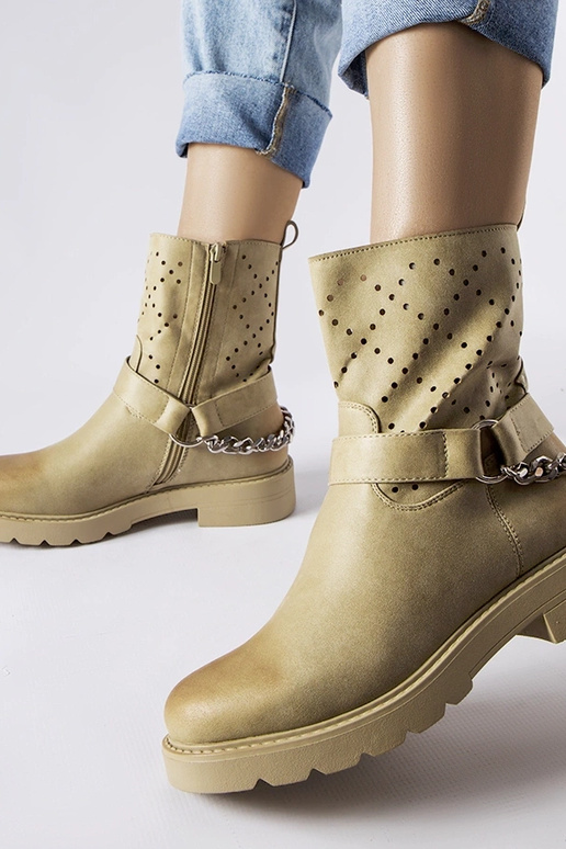 Zaļi ažūra puszābaki ar ķēdīti Procopio