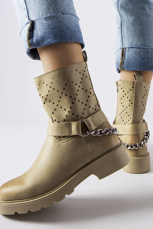 Zaļi ažūra puszābaki ar ķēdīti Procopio