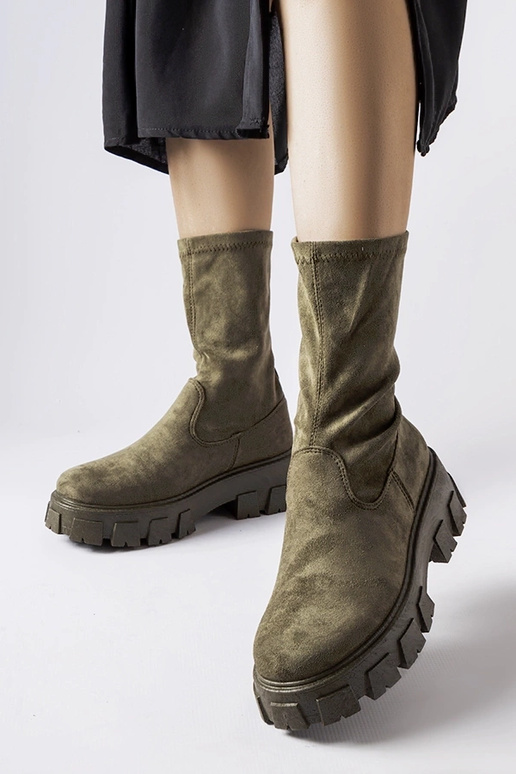 Zaļi eko-zamšādas zeķu zābaki Pancrazio