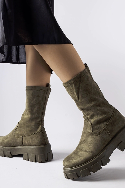 Zaļi eko-zamšādas zeķu zābaki Pancrazio