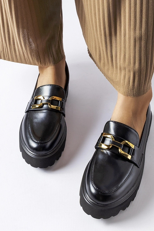 Melni sieviešu mokasīni ar sprādzi,...