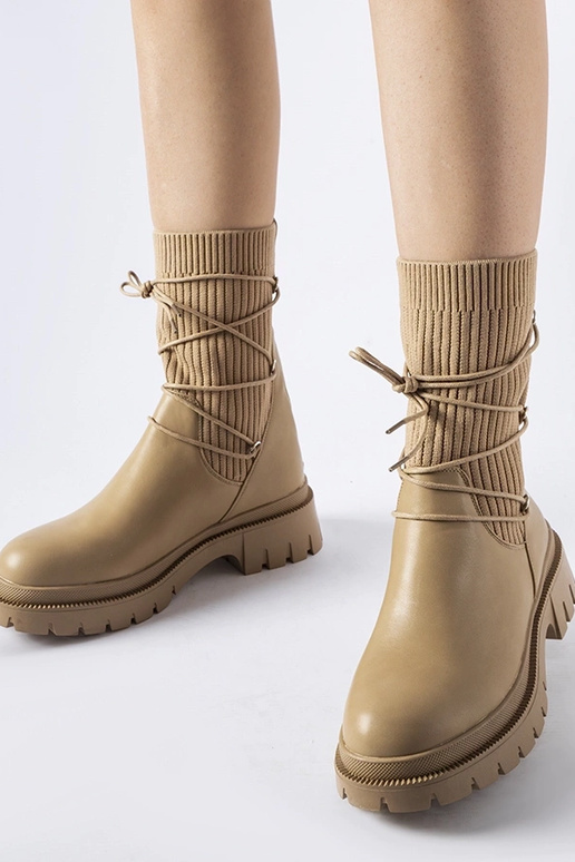 Bēši zeķu zābaki ar saitēm Eliot