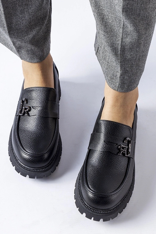 Melni klasiskie mokasīni ar sprādzi,...