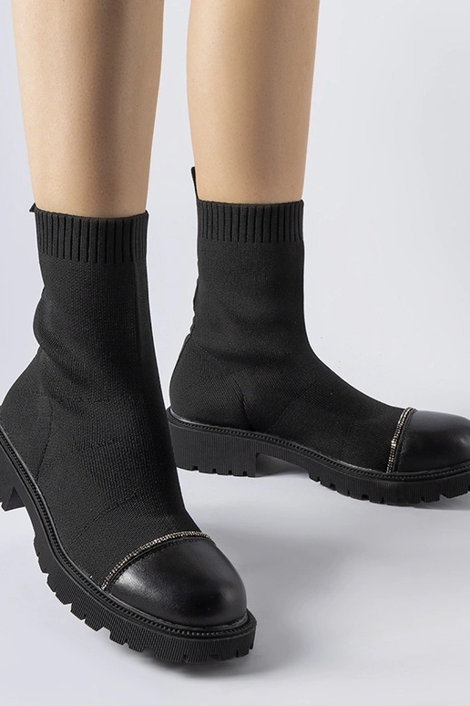 Melni Vail rhinestone zeķu zābaki