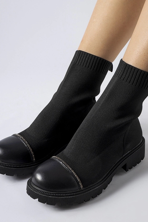 Melni Vail rhinestone zeķu zābaki