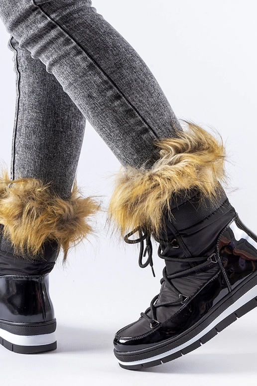 Melni lakādas sniega zābaki ar...