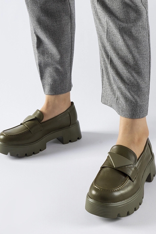 Zaļi mokasīni ar masīvu Eligio zoli Zaļi mokasīni ar masīvu Eligio zoli