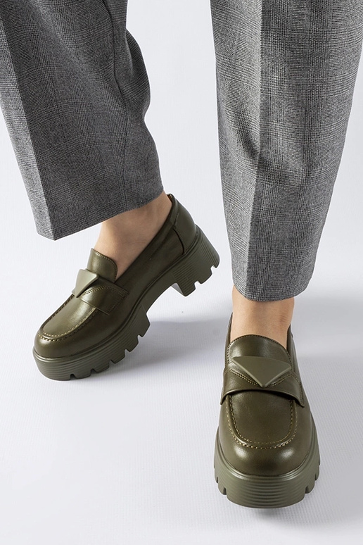 Zaļi mokasīni ar masīvu Eligio zoli Zaļi mokasīni ar masīvu Eligio zoli