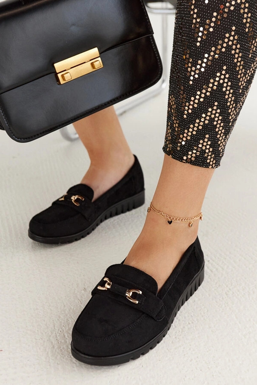 Melnas zamšādas sieviešu kurpes ar...