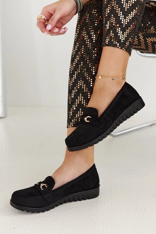 Melnas zamšādas sieviešu kurpes ar...