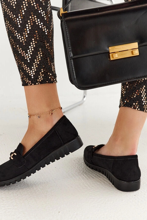 Melnas zamšādas sieviešu kurpes ar...