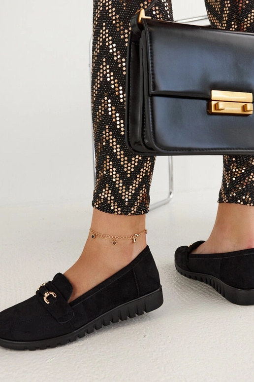 Melnas zamšādas sieviešu kurpes ar...