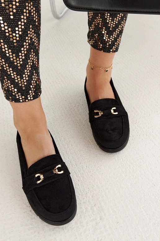 Melnas zamšādas sieviešu kurpes ar...