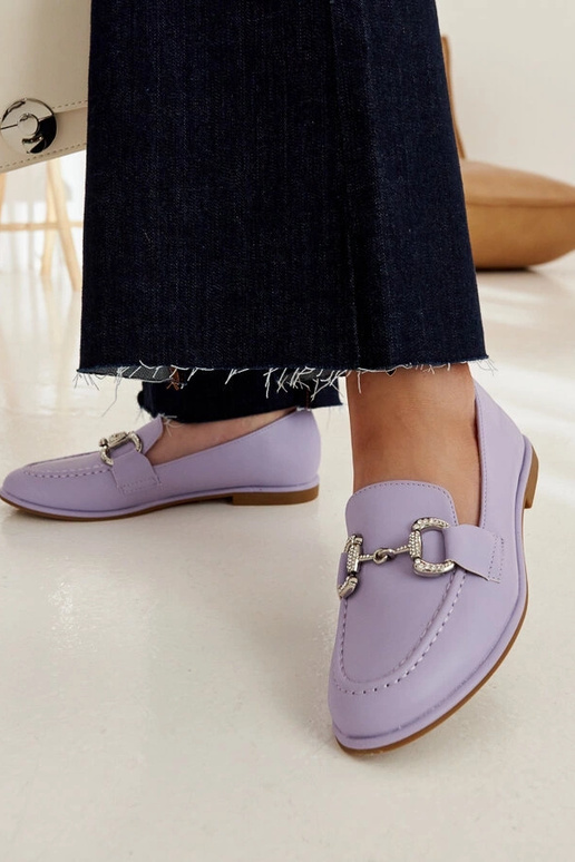 Marijas violetie mokasīni ar cirkoniem