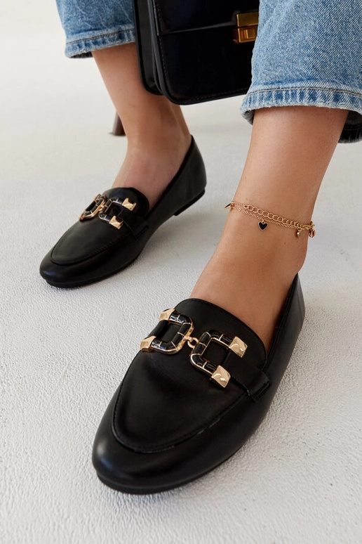 Melni Comerio sprādzes mokasīni