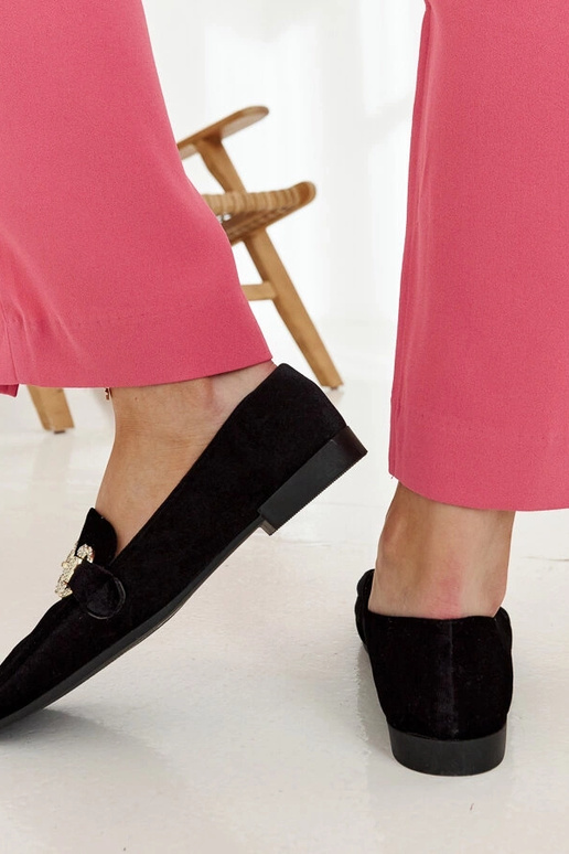 Melni samta mokasīni ar cirkoniem...