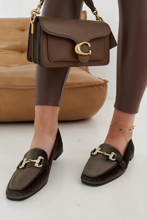 Fabrizia zaļi samta mokasīni ar...