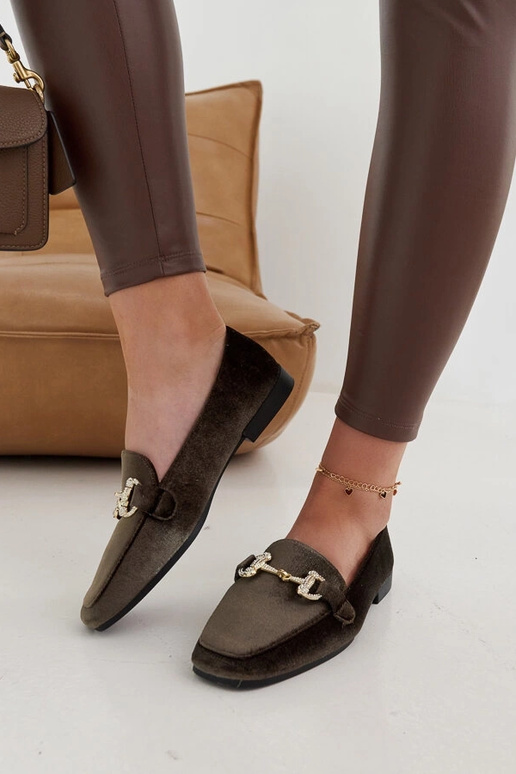 Fabrizia zaļi samta mokasīni ar...