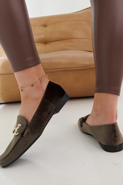 Fabrizia zaļi samta mokasīni ar...