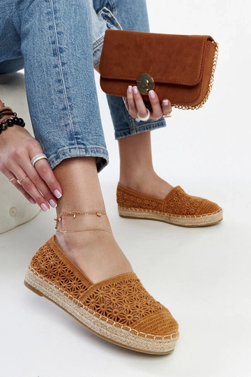 Samra Brown mežģīņu espadrilas uz platformas