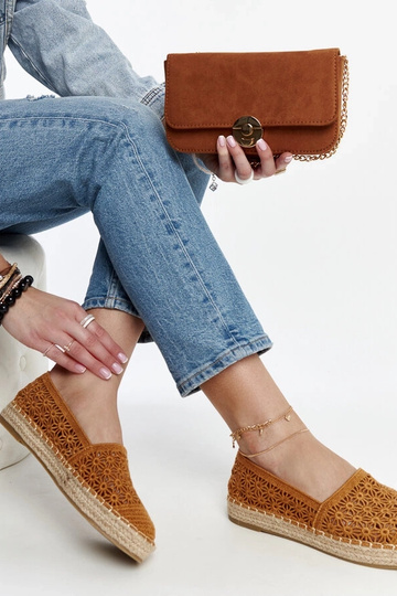 Samra Brown mežģīņu espadrilas uz platformas 2