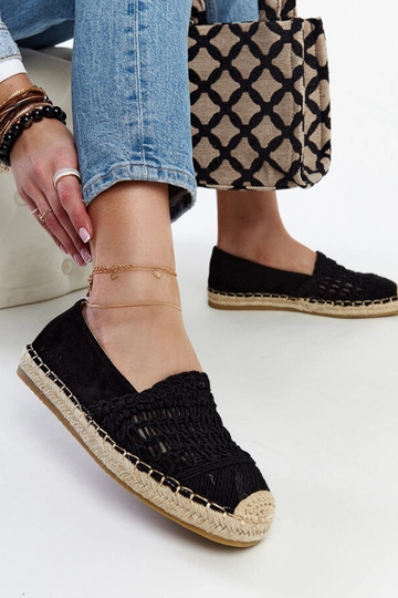 Melnas ažūra espadrilles no...