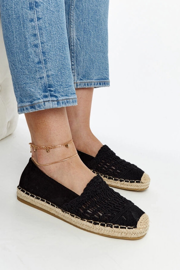 Melnas ažūra espadrilles no... 2