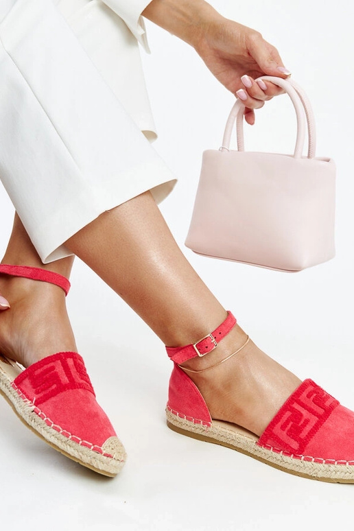 Tumši rozā espadrilas ar dekoratīvu...