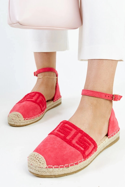 Tumši rozā espadrilas ar dekoratīvu...