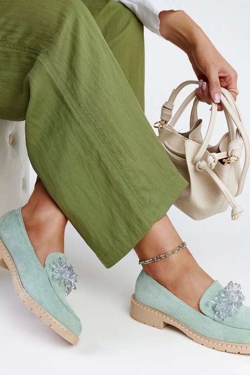 Gaiši zaļi zamšādas mokasīni ar...