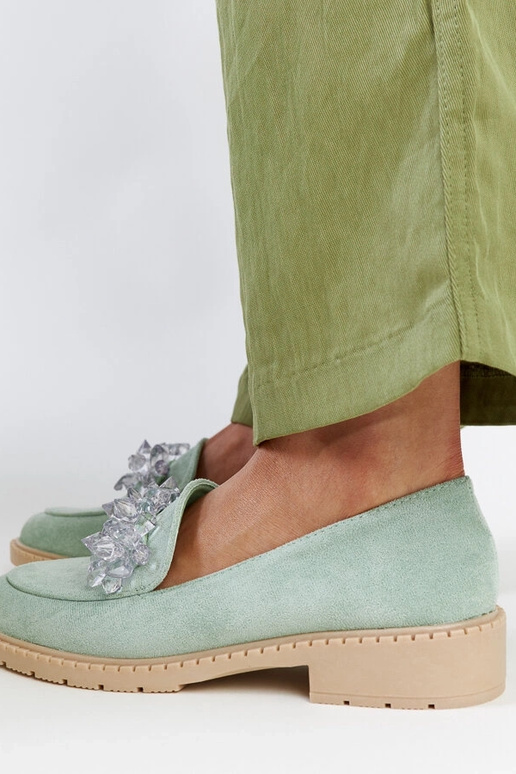 Gaiši zaļi zamšādas mokasīni ar...