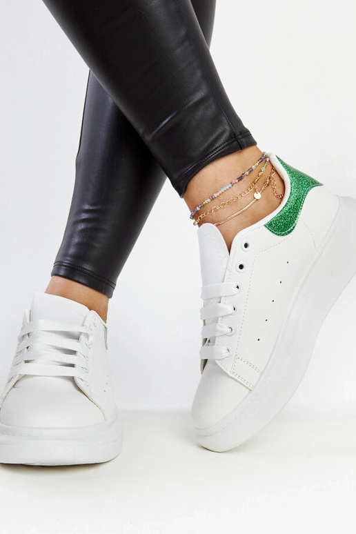 Baltas un zaļas eko-ādas kedas Fatimah