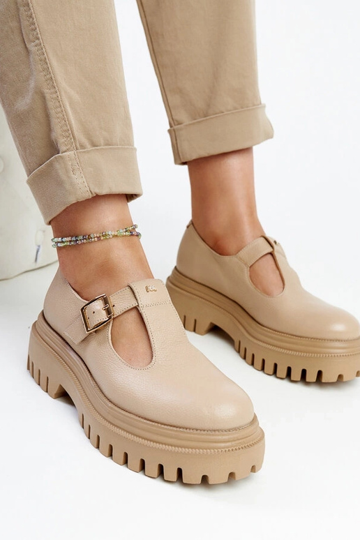 Tumši bežīgi ādas puszābaki Karino