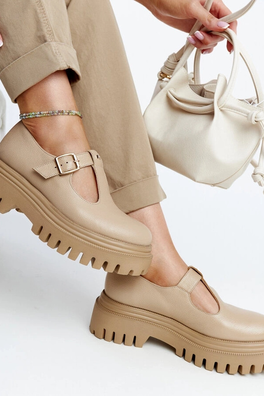 Tumši bežīgi ādas puszābaki Karino