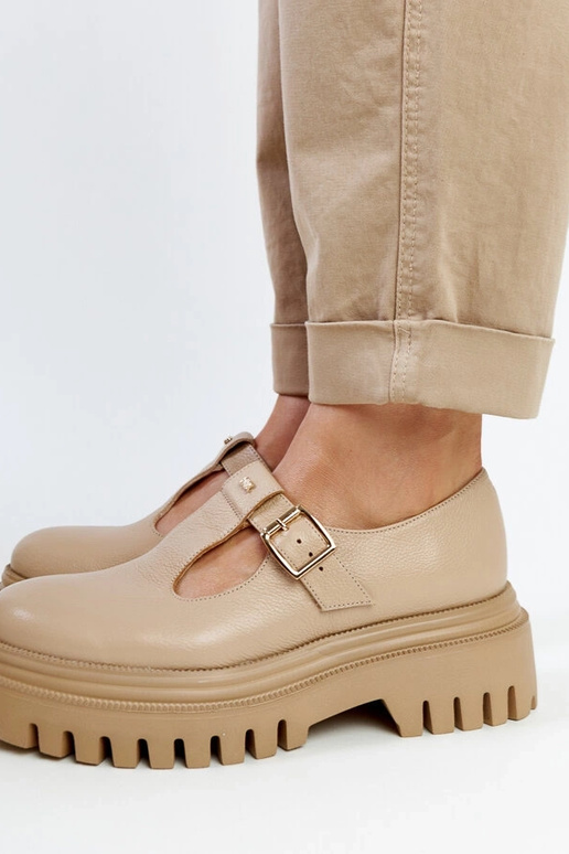 Tumši bežīgi ādas puszābaki Karino